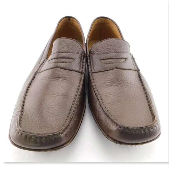 TARYN ROSE Brown Leather Slip On Penny Loafer Flats 42.5